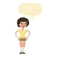 cartoon woman with hands on hips speech bubble N15