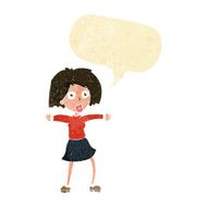cartoon surprised woman with speech bubble N18