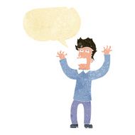 cartoon terrified man with speech bubble N11