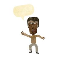 cartoon angry man waving warning with speech bubble