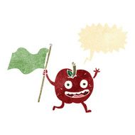 cartoon apple with flag speech bubble N2