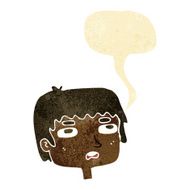 cartoon unhappy face with speech bubble