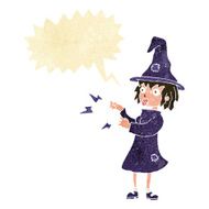 cartoon witch casting spell with speech bubble N3