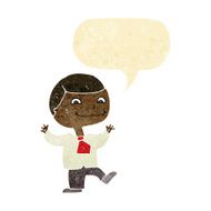 Cartoon happy boy with speech bubble N8