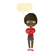 cartoon annoyed woman with speech bubble N12