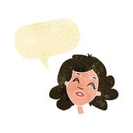 cartoon happy female face with speech bubble N23