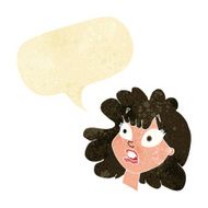 cartoon shocked female face with speech bubble N2