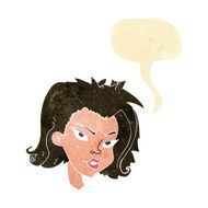 cartoon female face with speech bubble N16