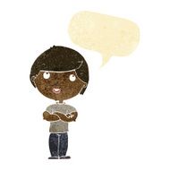 cartoon happy man with folded arm speech bubble