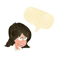 cartoon annoyed woman with speech bubble N13