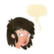 cartoon curious woman with speech bubble N4