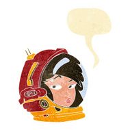 cartoon female astronaut with speech bubble N4
