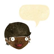 cartoon happy female face with speech bubble N24