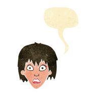 cartoon frightened woman with speech bubble N2