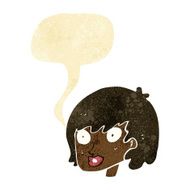cartoon happy female face with speech bubble N25