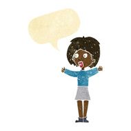 cartoon worried woman with speech bubble N6