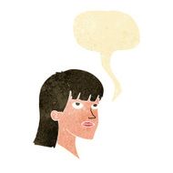cartoon serious woman with speech bubble N2