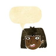 cartoon happy female face with speech bubble N26