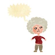 cartoon annoyed old woman with speech bubble N2