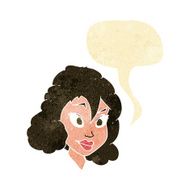 cartoon pretty woman with speech bubble N14