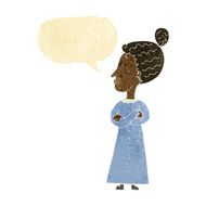 cartoon strict victorian teacher with speech bubble
