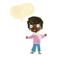 cartoon unhappy boy with speech bubble