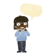 cartoon excited person with speech bubble