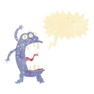 cartoon crazy monster with speech bubble