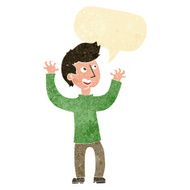 cartoon happy man with speech bubble N29
