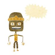 funny cartoon robot with speech bubble N9