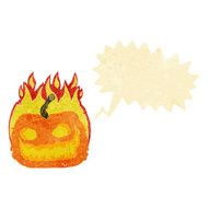 cartoon spooky pumpkin with speech bubble