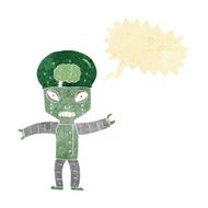 funny cartoon robot with speech bubble N10