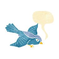 cartoon flying bird with speech bubble N2