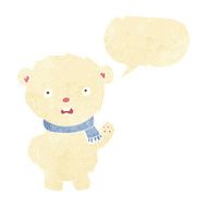 cartoon polar bear wearing scarf with speech bubble N2