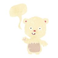cartoon waving polar bear cub with speech bubble N5