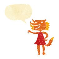 cartoon fox girl with speech bubble