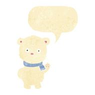 cartoon waving polar bear cub with speech bubble N6