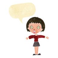 cartoon shocked woman with speech bubble N11