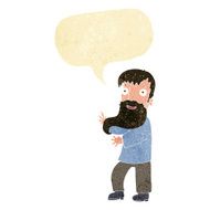 cartoon excited bearded man with speech bubble N2