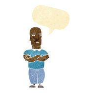 cartoon annoyed bald man with speech bubble