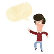 cartoon man pointing with speech bubble N8
