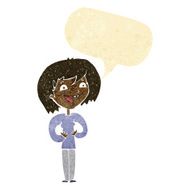 cartoon excited woman with speech bubble N13