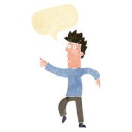 cartoon worried man pointing with speech bubble N4