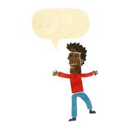 cartoon stressed man with speech bubble N8