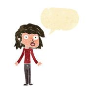 cartoon girl shrugging shoulders with speech bubble N2