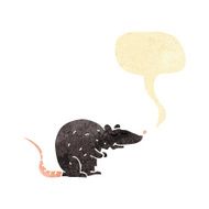 cartoon black rat with speech bubble