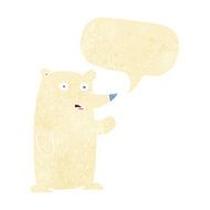 cartoon waving polar bear with speech bubble N6