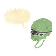 cartoon spooky skull with eye patch speech bubble N2