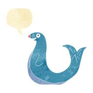 cartoon happy seal with speech bubble N2