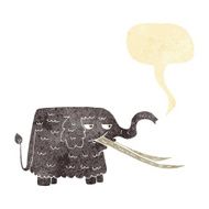 cartoon woolly mammoth with speech bubble